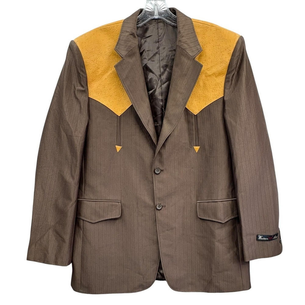 Vintage-Inspired Brown & Mustard Western Blazer